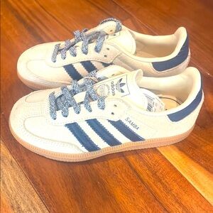 Adidas Kids Samba Sneakers - Navy and White